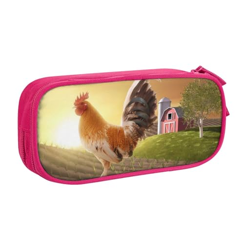 CRJSYCBYB Federmäppchen mit Hahn-Motiv, doppeltes Federmäppchen, großes Fassungsvermögen, Reißverschluss, Schreibwarenetui, rose, Einheitsgröße, Münzfach CRJSYCBYB Federmäppchen mit Hahn-Motiv, doppeltes Federmäppchen, großes Fassungsvermögen, Reißverschluss, Schreibwarenetui, rose, Einheitsgröße, Münzfach von CRJSYCBYB
