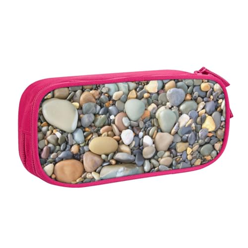 CRJSYCBYB Federmäppchen mit Kieselstein-Motiv, doppeltes Federmäppchen, großes Fassungsvermögen, Reißverschluss, Schreibwarenetui, rose, Einheitsgröße, Münzfach von CRJSYCBYB