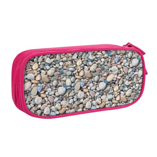 CRJSYCBYB Federmäppchen mit Kieselsteinmuster, doppeltes Federmäppchen, großes Fassungsvermögen, Reißverschluss, Schreibwarenetui, rose, Einheitsgröße, Münzfach von CRJSYCBYB