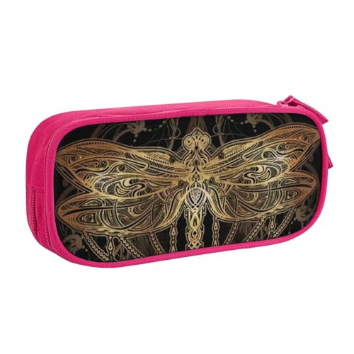CRJSYCBYB Federmäppchen mit Libellen-Motiv, doppeltes Federmäppchen, großes Fassungsvermögen, Reißverschluss, Schreibwarenetui, rose, Einheitsgröße, Münzfach CRJSYCBYB Federmäppchen mit Libellen-Motiv, doppeltes Federmäppchen, großes Fassungsvermögen, Reißverschluss, Schreibwarenetui, rose, Einheitsgröße, Münzfach von CRJSYCBYB