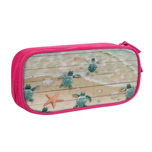 CRJSYCBYB Federmäppchen mit Meeresschildkröte, Seestern, bedruckt, Doppel-Federmäppchen, großes Fassungsvermögen, Reißverschluss, Schreibwarenetui, rose, Einheitsgröße, Münzfach von CRJSYCBYB
