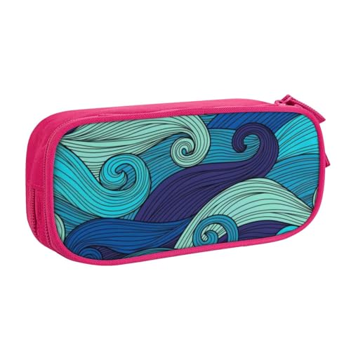 CRJSYCBYB Federmäppchen mit Meereswellen-Motiv, doppeltes Federmäppchen, großes Fassungsvermögen, Reißverschluss, Schreibwarenetui, rose, Einheitsgröße, Münzfach von CRJSYCBYB