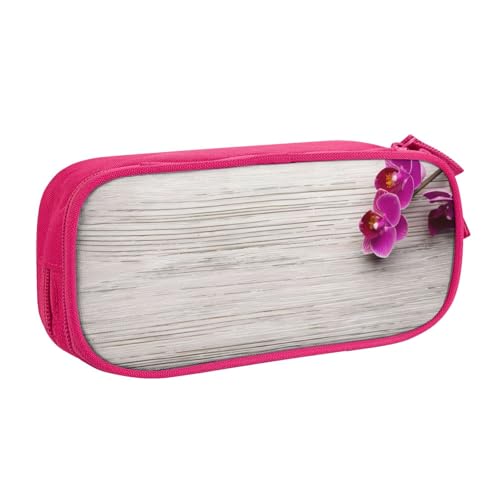 CRJSYCBYB Federmäppchen mit Orchideen-Motiv, doppeltes Federmäppchen, großes Fassungsvermögen, mit Reißverschluss, rose, Einheitsgröße, Münzfach von CRJSYCBYB