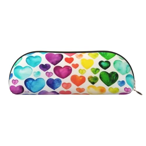 CRJSYCBYB Federmäppchen mit Regenbogen-Herzen, bedrucktes Leder-Federmäppchen, Schreibwarentasche, gold, Einheitsgröße, Münzfach CRJSYCBYB Federmäppchen mit Regenbogen-Herzen, bedrucktes Leder-Federmäppchen, Schreibwarentasche, gold, Einheitsgröße, Münzfach von CRJSYCBYB
