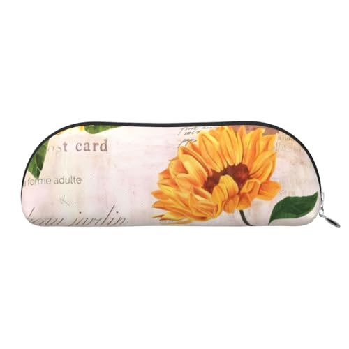 CRJSYCBYB Federmäppchen mit Sonnenblumen-Aufdruck, Leder-Federmäppchen, Schreibwarentasche, silber, Einheitsgröße, Münzfach von CRJSYCBYB