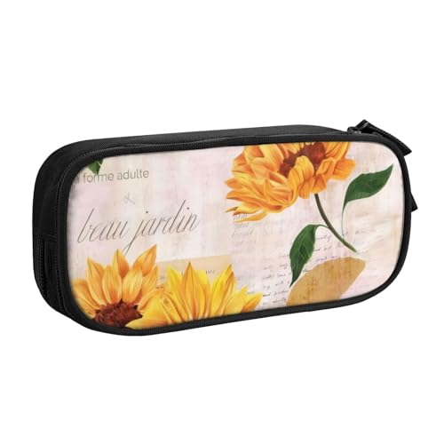 CRJSYCBYB Federmäppchen mit Sonnenblumen-Motiv, doppeltes Federmäppchen, großes Fassungsvermögen, Reißverschluss, Schreibwarenetui, Schwarz , Einheitsgröße, Münzfach CRJSYCBYB Federmäppchen mit Sonnenblumen-Motiv, doppeltes Federmäppchen, großes Fassungsvermögen, Reißverschluss, Schreibwarenetui, Schwarz , Einheitsgröße, Münzfach von CRJSYCBYB