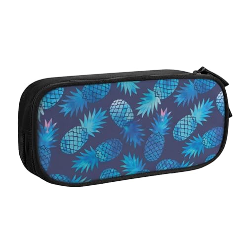 CRJSYCBYB Federmäppchen mit blauem Ananas-Motiv, Doppel-Federmäppchen, großes Fassungsvermögen, Reißverschluss, Schreibwarenetui, Schwarz , Einheitsgröße, Münzfach CRJSYCBYB Federmäppchen mit blauem Ananas-Motiv, Doppel-Federmäppchen, großes Fassungsvermögen, Reißverschluss, Schreibwarenetui, Schwarz , Einheitsgröße, Münzfach von CRJSYCBYB
