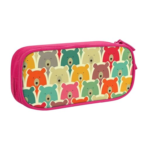 CRJSYCBYB Federmäppchen mit buntem Bärenmotiv, doppeltes Federmäppchen, großes Fassungsvermögen, Reißverschluss, Schreibwarenetui, rose, Einheitsgröße, Münzfach CRJSYCBYB Federmäppchen mit buntem Bärenmotiv, doppeltes Federmäppchen, großes Fassungsvermögen, Reißverschluss, Schreibwarenetui, rose, Einheitsgröße, Münzfach von CRJSYCBYB