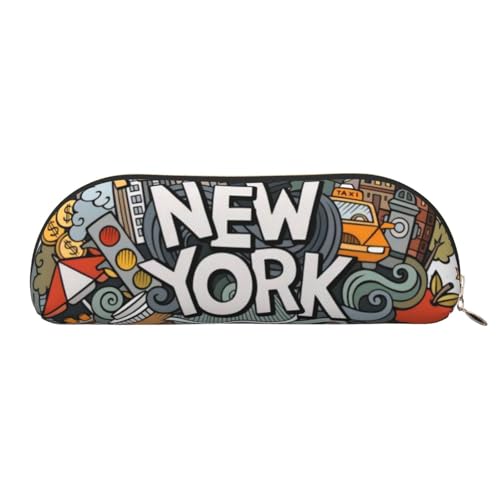 CRJSYCBYB Federmäppchen mit niedlichem Cartoon-Motiv, Motiv: New York, Kunstdruck, Leder-Federmäppchen, Schreibwaren-Tasche, gold, Einheitsgröße, Münzfach CRJSYCBYB Federmäppchen mit niedlichem Cartoon-Motiv, Motiv: New York, Kunstdruck, Leder-Federmäppchen, Schreibwaren-Tasche, gold, Einheitsgröße, Münzfach von CRJSYCBYB