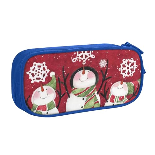 CRJSYCBYB Federmäppchen mit niedlichem Schneemann-Motiv, doppeltes Federmäppchen, großes Fassungsvermögen, Reißverschluss, Schreibwarenetui, blau, Einheitsgröße, Münztasche von CRJSYCBYB