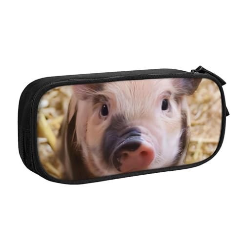 CRJSYCBYB Federmäppchen mit niedlichem Schweinchen-Motiv, doppeltes Federmäppchen, großes Fassungsvermögen, Reißverschluss, Schreibwarenetui, Schwarz , Einheitsgröße, Münzfach CRJSYCBYB Federmäppchen mit niedlichem Schweinchen-Motiv, doppeltes Federmäppchen, großes Fassungsvermögen, Reißverschluss, Schreibwarenetui, Schwarz , Einheitsgröße, Münzfach von CRJSYCBYB