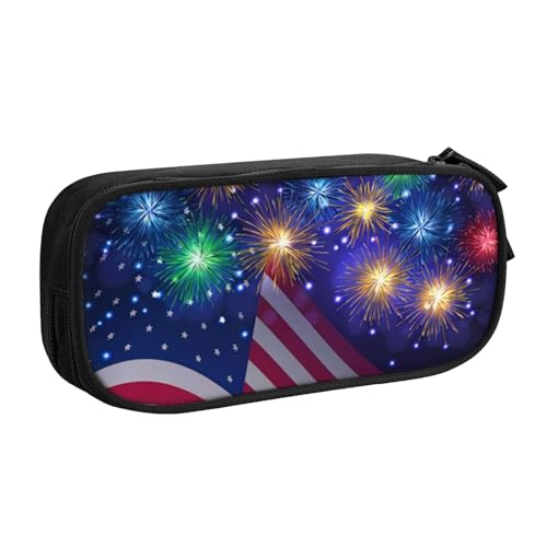 CRJSYCBYB Feuerwerk Amerikanische Flagge 4. Juli bedrucktes Federmäppchen Doppel-Federmäppchen mit großem Fassungsvermögen und Reißverschluss, Schwarz , Einheitsgröße, Münzfach CRJSYCBYB Feuerwerk Amerikanische Flagge 4. Juli bedrucktes Federmäppchen Doppel-Federmäppchen mit großem Fassungsvermögen und Reißverschluss, Schwarz , Einheitsgröße, Münzfach von CRJSYCBYB