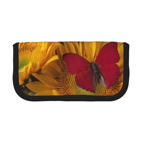 CRJSYCBYB Gelbe Sonnenblumen mit rotem Schmetterling, bedrucktes Leinen-Federmäppchen, Schreibwaren-Organizer, tragbares Federmäppchen, Schwarz , Einheitsgröße, Münzfach CRJSYCBYB Gelbe Sonnenblumen mit rotem Schmetterling, bedrucktes Leinen-Federmäppchen, Schreibwaren-Organizer, tragbares Federmäppchen, Schwarz , Einheitsgröße, Münzfach von CRJSYCBYB