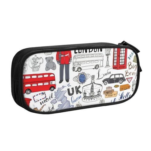 CRJSYCBYB I Love London Federmäppchen, bedruckt, doppeltes Federmäppchen, großes Fassungsvermögen, Reißverschluss, Schreibwarenetui, Schwarz , Einheitsgröße, Münzfach CRJSYCBYB I Love London Federmäppchen, bedruckt, doppeltes Federmäppchen, großes Fassungsvermögen, Reißverschluss, Schreibwarenetui, Schwarz , Einheitsgröße, Münzfach von CRJSYCBYB