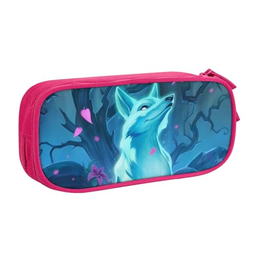 CRJSYCBYB Magic Blue Fox bedrucktes Federmäppchen, Doppel-Federmäppchen, großes Fassungsvermögen, Reißverschluss, Schreibwarenetui, rose, Einheitsgröße, Münzfach CRJSYCBYB Magic Blue Fox bedrucktes Federmäppchen, Doppel-Federmäppchen, großes Fassungsvermögen, Reißverschluss, Schreibwarenetui, rose, Einheitsgröße, Münzfach von CRJSYCBYB