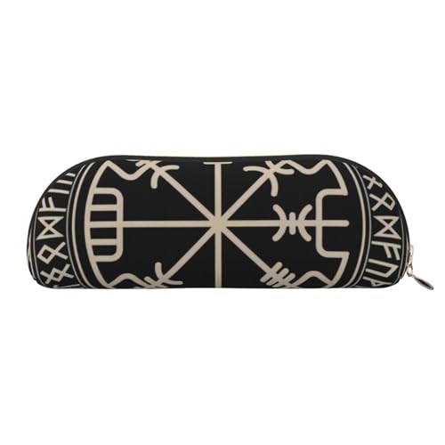 CRJSYCBYB Magisches Design Federmäppchen mit nordischem Runenkompass, bedrucktes Federmäppchen, Leder-Federmäppchen, Schreibwaren-Tasche, gold, Einheitsgröße, Münzfach CRJSYCBYB Magisches Design Federmäppchen mit nordischem Runenkompass, bedrucktes Federmäppchen, Leder-Federmäppchen, Schreibwaren-Tasche, gold, Einheitsgröße, Münzfach von CRJSYCBYB