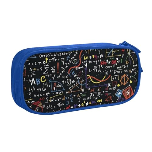CRJSYCBYB Math Formula Federmäppchen, doppeltes Federmäppchen, großes Fassungsvermögen, Reißverschluss, Schreibwarenetui, blau, Einheitsgröße, Münzfach von CRJSYCBYB