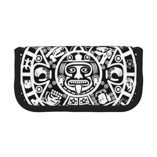 CRJSYCBYB Maya-Kalender, bedrucktes Federmäppchen aus Segeltuch, Schreibwaren-Organizer, tragbares Federmäppchen, Schwarz , Einheitsgröße, Münzfach CRJSYCBYB Maya-Kalender, bedrucktes Federmäppchen aus Segeltuch, Schreibwaren-Organizer, tragbares Federmäppchen, Schwarz , Einheitsgröße, Münzfach von CRJSYCBYB
