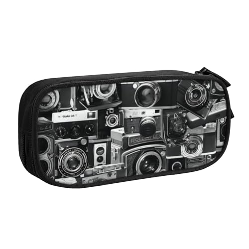 CRJSYCBYB Retro Cool Camera Collection Bedrucktes Federmäppchen Doppel-Federmäppchen Große Kapazität Reißverschluss Schreibwarenetui, Schwarz , Einheitsgröße, Münzfach CRJSYCBYB Retro Cool Camera Collection Bedrucktes Federmäppchen Doppel-Federmäppchen Große Kapazität Reißverschluss Schreibwarenetui, Schwarz , Einheitsgröße, Münzfach von CRJSYCBYB