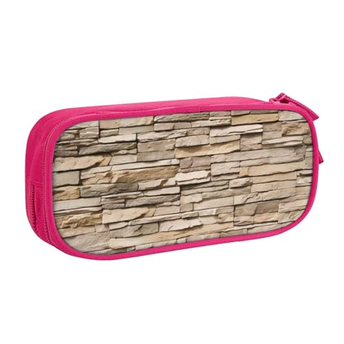 CRJSYCBYB Rustikales Federmäppchen mit Ziegelmauer-Motiv, doppeltes Federmäppchen, großes Fassungsvermögen, Reißverschluss, Schreibwarenetui, rose, Einheitsgröße, Münzfach von CRJSYCBYB