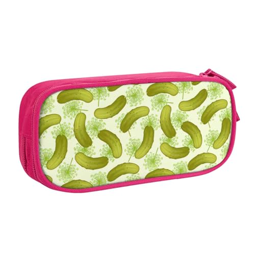 CRJSYCBYB Sushi Dill Pickles bedrucktes Federmäppchen, Doppel-Federmäppchen, großes Fassungsvermögen, Reißverschluss, Schreibwarenetui, rose, Einheitsgröße, Münzfach von CRJSYCBYB