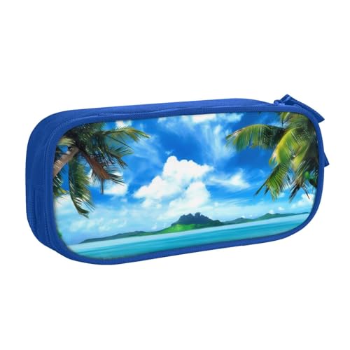 CRJSYCBYB The Sea Federmäppchen, bedruckt, Doppel-Federmäppchen, großes Fassungsvermögen, Reißverschluss, Schreibwarenetui, blau, Einheitsgröße, Münzfach von CRJSYCBYB