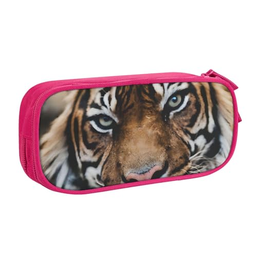 CRJSYCBYB Tiger bedrucktes Federmäppchen, Doppel-Federmäppchen, großes Fassungsvermögen, Reißverschluss, Schreibwarenetui, rose, Einheitsgröße, Münzfach von CRJSYCBYB