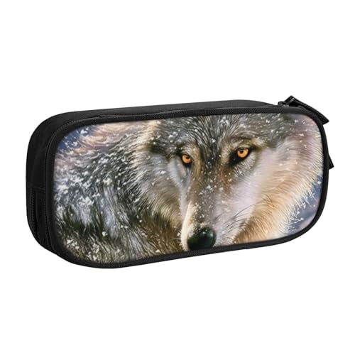 CRJSYCBYB Trendiges Federmäppchen mit Wolfsdruck, Doppel-Federmäppchen, großes Fassungsvermögen, Reißverschluss, Schreibwarenetui, Schwarz , Einheitsgröße, Münzfach CRJSYCBYB Trendiges Federmäppchen mit Wolfsdruck, Doppel-Federmäppchen, großes Fassungsvermögen, Reißverschluss, Schreibwarenetui, Schwarz , Einheitsgröße, Münzfach von CRJSYCBYB