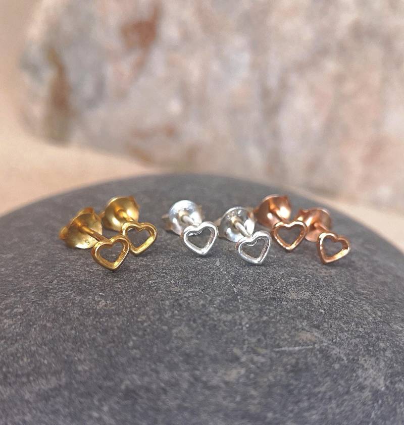 Ohrstecker Filigranes Herz in 925Ag, 24Karat Gold Und Roségold von CRJewelryClaudiaRota