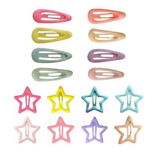 CRLLDPM 16 Stück Haarspangen Mädchen, Farbe Stern BB Haarspangen, 3cm Metall Haarclips, Nette Stern Haarspangen, Mini Haarspangen Für Mädchen, Haarspangen Baby, Für Frauen Mädchen Geschenke von CRLLDPM