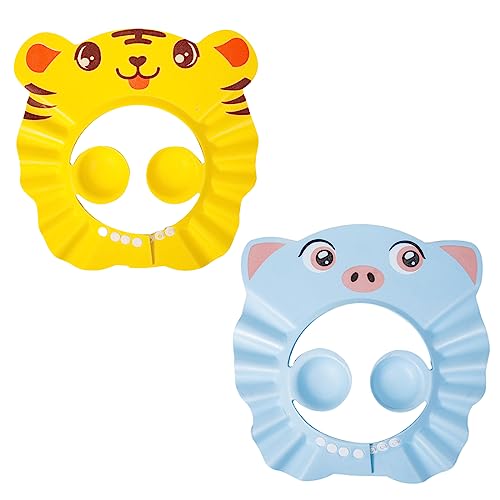 2 Stücke Duschhaube Kinder Weiche Einstellbare Baby Duschhaube mit Ohrenschutz Die Gesicht und Augen vor Wasser und Shampoo Schützt von CRLLDPM