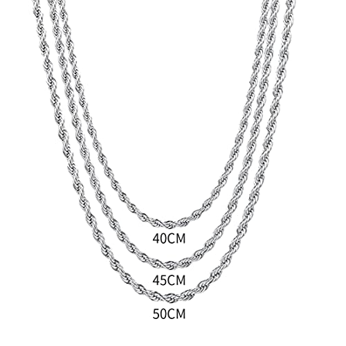 3 Stück Herren Damen Edelstahl Silber Box Kette Kette Venetian Link Kette Link Collier Halskette Breite 3 MM Länge 45/45/50 CM von CRLLDPM