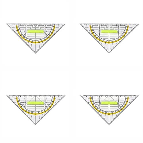 4 Stück Geometrie Dreieck, Geodreieck aus Kunststoff Flexibles Geodreieck Geodreieck zum Kreise Zeichnen von CRLLDPM