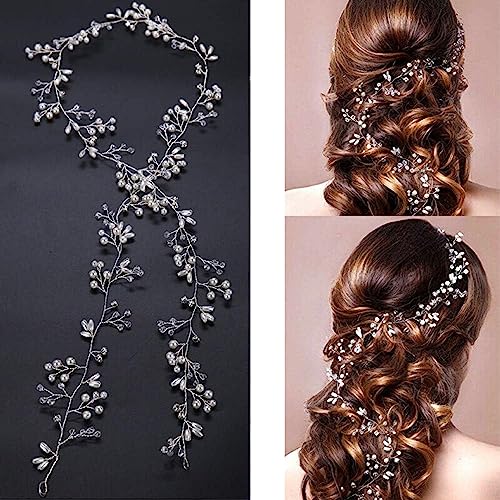 50cm Haardraht Hochzeit Haarschmuck,Hochzeit Haarschmuck,Braut Haarreif Haardraht Perlen Strass,Kopfschmuck Hochzeit Haardraht,Haarschmuck Hochzeit,Kopfschmuck Hochzeit Haardraht für Frauen von CRLLDPM