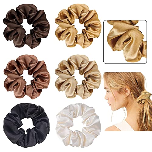 6 Stück Haargummis Seide Haargummi Damen Satin-Seiden Scrunchie mit Halt Elastische Haarbänder Gummibänder von CRLLDPM