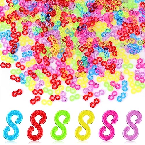 600 Stück S Clips,Loom Bänder Verschlüsse,Kunststoff Webstühle Bands Clips für Armbandverbindung, Bunt Gummi Armband Basteln Plastik Gummibänder für Armbänder Loom Band Schmuck Bunt Loom Bands von CRLLDPM