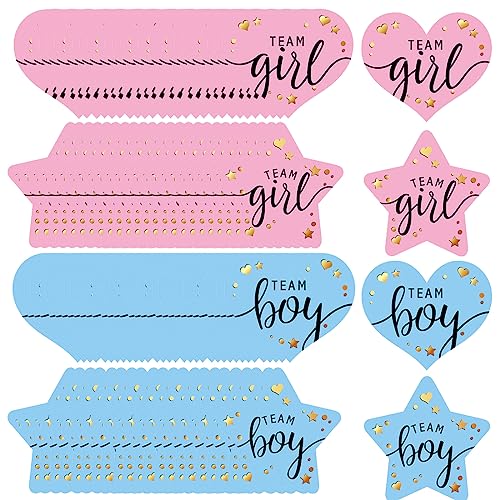 96 Stück Gender Reveal Aufkleber Team Jungen Team Mädchen Label Aufkleber Blau und Rosa Baby Party Dekoration Team Boy und Team Girl Labels mit Goldfolie von CRLLDPM