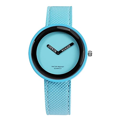 YLSB Aysmg einfachen Stil rundes Zifferblatt Mattes Lederband Quarzuhr for Männer/Frauen (schwarz) (Color : Blue) von CRNKJ