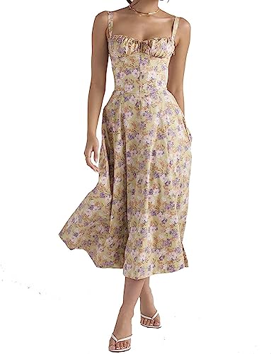 CROE Floral Bustier Midriff Waist Shaper Dress, Women Floral Print Bustier Sundress Floral Bustier Shaper Dress von CROE