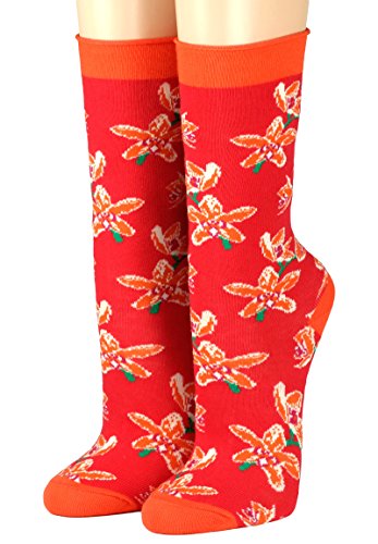 CRÖNERT Damen Longsocks Söckchen im Design Blüten 18317 (39-42, rot) von CRÖNERT