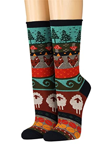 CRÖNERT Damen Socken mit Rollrand 18246 Schaf und Fuchs marine Gr. 39-42 von CRÖNERT