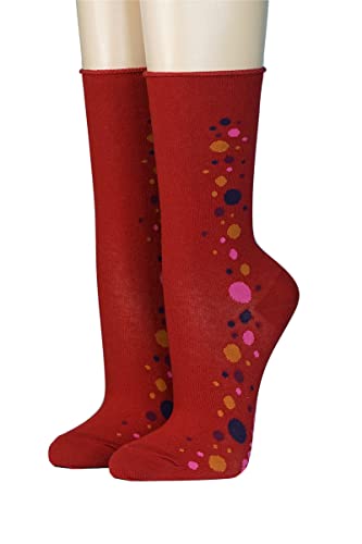 CRÖNERT Damen Socken mit Rollrand Bubbles 18237 Gr. 39-42, rot von CRÖNERT