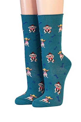 CRÖNERT Damen Socken mit Rollrand Dogs and Bones 18941 Gr. 39-42, türkis von CRÖNERT
