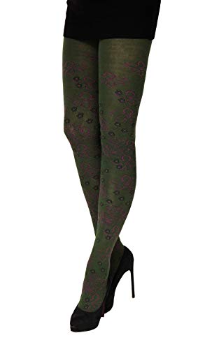 CRÖNERT Damen Strumpfhose Strickstrumpfhose extralang Luccas Blumenwiese 72424 (42/44, dunkelgrün 2162) von CRÖNERT