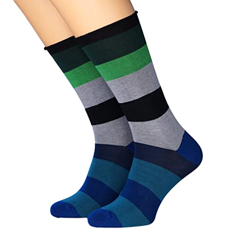 CRÖNERT Herrensocken mit Rollrand - Blockringel - 27301 Gr. 43-46, schwarz-oliv von CRÖNERT