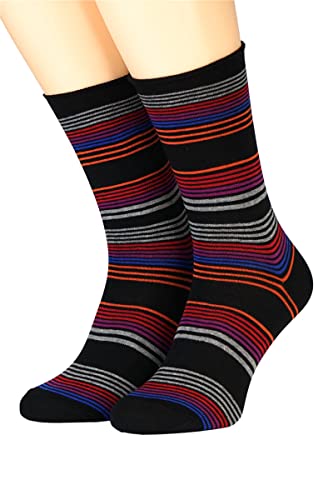 Crönert Herrensocken mit Rollrand Stripes 27804 schwarz Gr. 39-42 von Crönert