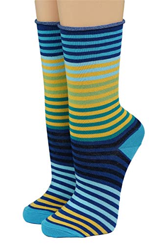 CRÖNERT Longsocks Damen Söckchen Multiringel 18802 kobalt ocker(39-42) von CRÖNERT