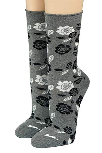 CRÖNERT Longsocks Damen Söckchen Sophies Rosen mittelgrau 2682(39-42) von CRÖNERT