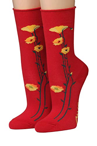 CRÖNERT Longsocks mit Rollsaum Design Mohnblüten 18514 rot(39-42) von CRÖNERT