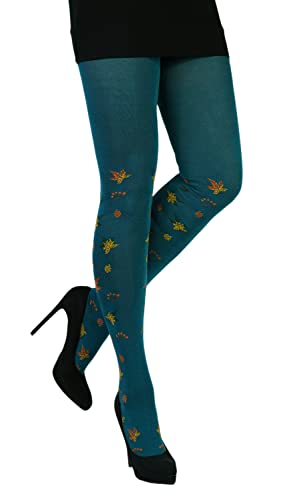 CRÖNERT Strumpfhose 72203 Herbstlaub petrol Gr. 44/46 von CRÖNERT